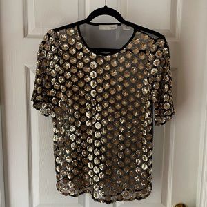 Sparkly Gold Polka Dot Sheer Top